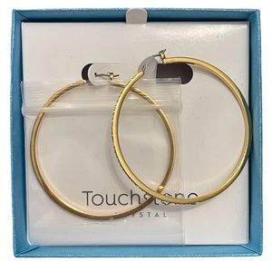 Touchstone Crystal Crystal; gold ion plating hoop earrings